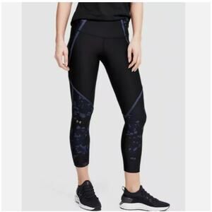 Under Armour Womens Heatgear Ankle Crop Edgelit Capris Legging Black Purple M